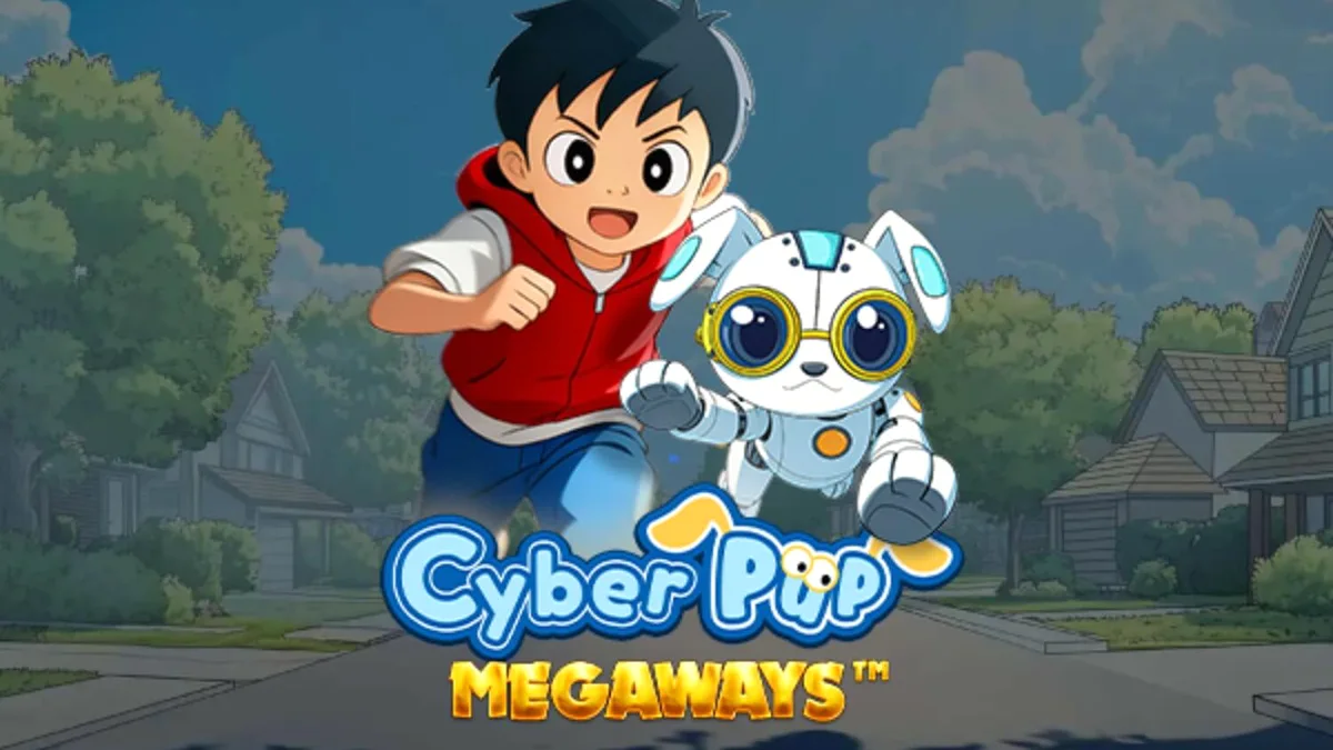 Interface futurista do slot Cyber Pup Megaways com elementos neon e robóticos